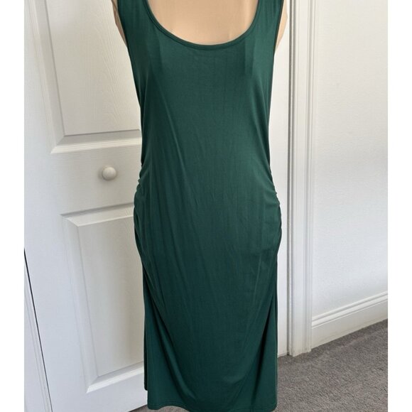 Women’s Side Ruched Jersey Knit Tank Body Con Dress Green Size M - Picture 1 of 8